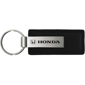 Au-Tomotive Gold, INC. Honda Logo Black Leather Key Chain Keychain Keyring, Official Licensed