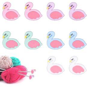 10pcs Knitting Needle Stoppers, Cute Needles Point Protectors Colorful Stitch Tip Caps Silicone Needle End Cover Knitting Accessories and Supplies(Flamingo Style)