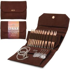 Lykke 5" Cypra Interchangeable Needle Set, Brown Vegan Suede Case
