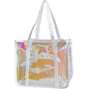 ONEART Holographic Clear Tote Bags, Waterproof Shoulder Bag, Clear Tote Bag with Zipper, Unisex Handbag