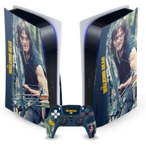 Head Case Designs Officially Licensed AMC The Walking Dead Daryl Double Exposure Daryl Dixon Graphics Vinyl Faceplate Sticker Gaming Skin Decal Cover Compatible with PS5 Disc Console & DualSense