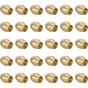 PATIKIL 5/16" ID Compression Sleeve Ferrules, 30 Pack Brass Sleeve Ferrules Compression Fitting Assortment Kit for Water Oil Air Pipe
