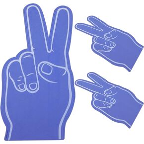 DEARMAMY 3Pcs Blue Giant Foam Finger Cheering Blank Foam Hand for Cheer Leading Sports Events Celebration Pom Poms (18 Inches)