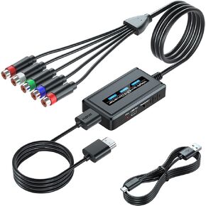 Female Component to HDMI Converter with Scaling Function for PS2/NGC/Xbox/Wii with Male Component, YPbPr to HDMI Scaler Converter with HDMI and Integrated Component Cables, RGB to HDMI Converter…