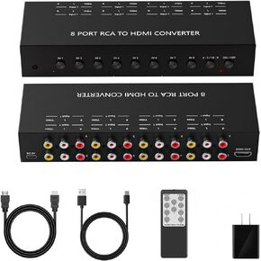 محول Dacimora 8 منافذ RCA إلى HDMI، محول AV إلى HDMI، محول مركب إلى HDMI يدعم 1080P@60 هرتز متوافق مع Xbox/Sega/PS1/PS2/N64/VHS in Kuwait