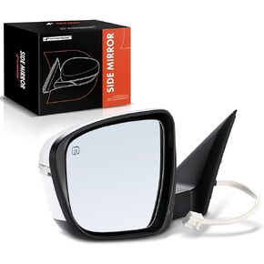 A-Premium Driver Side Power Door Mirror - Compatible with Nissan Rogue 2017-2020 - Heated Manual Folding White Outside Rear View Mirror with Turn Signal - Replace# 963744BA0A