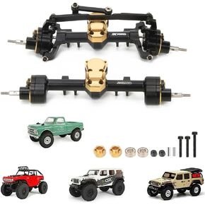 RCAWD Front Rear Portal Axle Set for Axial SCX24 Wrangler Bronco Gladiator C10 Deadbolt Crawlers Upgrade Parts (Black)