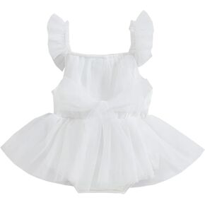 RogPrincekids حديثي الولادة الرضع طفلة رومبير فستان الكشكشة بلا أكمام Bowknot ارتداءها حللا