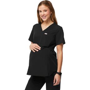 FIGS Octavia Maternity Scrub Top for Women — V-Neck, One Pocket, Curved High-Low Hem, 4-Way Stretch Women's Scrub Top