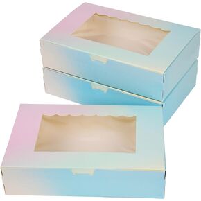 20 قطعة من AOKUOX 20 قطعة مقاس 8 × 5.5 × 2 بوصة صناديق مخبوزات متدرجة الألوان مع صناديق حلوى للنافذة وصناديق الحلوى للفطيرة والمعجنات والمعكرون والدونات والكعك والشوكولاتة والحلوى وتقديم الهدايا in Kuwait