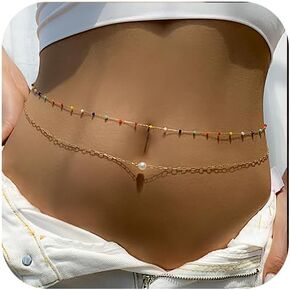 زيهوب سلسلة خصر ذات طبقات ذهبية وسلسلة بطن ولؤلؤ للجسم للنساء والفتيات in Kuwait