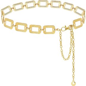 Metal Waist Chain Belt for Women Girls Square Chain Chunky Belts for Dresses Jeans
