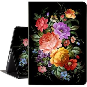 iPad 10.2 Case Butterfly, Case for iPad 9th/8th/7th Generation (2021/2020/2019) 10.2 Inch, Protective iPad 9th Gen Viewing Case Adjustable Stand, Auto Wake/Sleep, Yellow Flowers