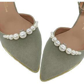 EASEDAILY Pearl Shoe Clips for Pumps 2 Pcs Bridal Shoe Buckles Clip Elegant Wedding Shoes Decoration for Women and Bride