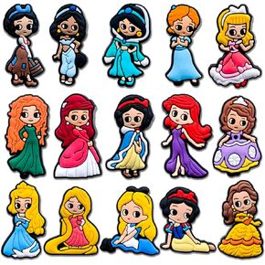 Cartoon Princess Shoe Charms for Clog Slides Sandals, Cute Princess Mermaids Shoe Accessories for Kids Girls Party Favor