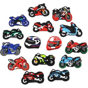 Juchuine 15pcs Motorcycle Shoe Charms,Shoe or Bag Jewelry Decoration,Accessories Pins for Boys Teens Party Birthday Gifts
