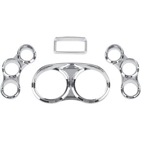 Peterbilt Center Gauge Cover Kit Compatible with 2006-2022 Peterbilt 379 384 386 387 388 389 Instrument Dash Center Gauge Cover (Chrome)