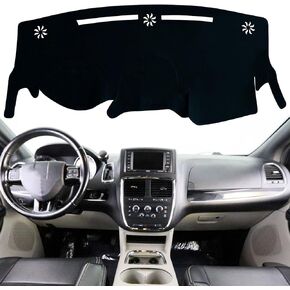 Dash Mat Cover Custom Interior Center Console Compatible with Dodge Grand Caravan 2011-2020 Fit for Chrysler Town and Country 2011-2016 Dashboard mat Covers Accessories (Black Trim)