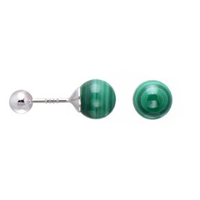 6 MM Natural Malachite Studs Earrings, 925 Sterling Silver Screw Back Earrings for Women