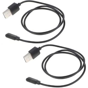 2Pcs USB Charging Cable, Portable Magnetic Smart Watch Charger Charging Station Dock Replacement Charging Cable for 4.0mm 2-Pin Devices Black