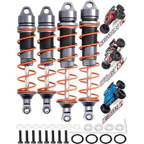 4PCS Alloy RC Shocks Dampers Upgrades Part for Arrma 1/8 Outcast 6S BLX Kraton Notorious 6S BLX,ARRCat 4PCS BIG BORE Front Rear Full Metal Shocks with Wrench,Replace ARA330621 ARA330622,Gray