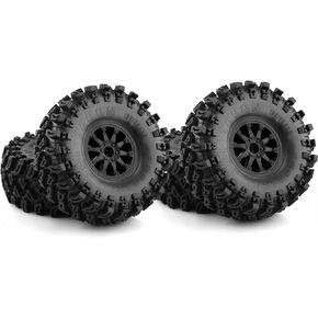 2.2 RC Crawler Tires and Wheels Beadlock Rims 1/10 RC Rubber Slingers Grappler Mud Tyres OD 136mm for 1:10 Rock Crawler Car Axial SCX10 90047 D90 TF2 Tamiya CC01 Traxxas TRX4 RGT 4PCS (Black)
