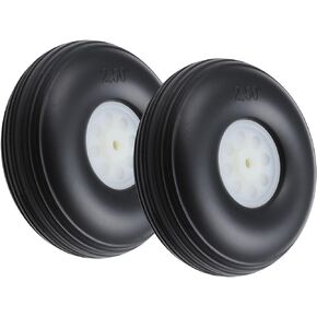 HobbyPark RC Airplane Wheels and Tires PU with Plastic Hub (2-Pack) (2.25"/Φ57mm)