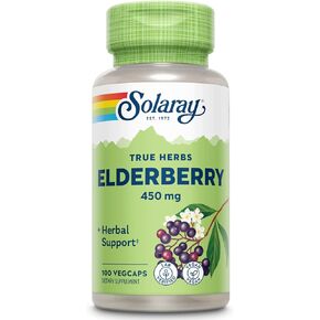 Solaray Elderberry Berry & Flower 450mg | Support for General Wellbeing During Cold Months | with Flavonoids & Phenolic Compounds | Non-GMO | 100ct