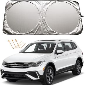 Car Windshield Sun Shade Sunshade for Volkswagen VW Tiguan 2009-2024 Taos 2021-2024 Jetta 2019-2024 Passat 2012-2022 Golf 2015-2024 Accessories, Foldable Car Front Window Sun Visor Shield