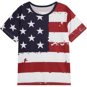 Boys Girls 3D Graphic Printed USA Flag T-Shirt Novelty Fashion Short Sleeve Tees Sports Tops 12 Years in Kuwait
