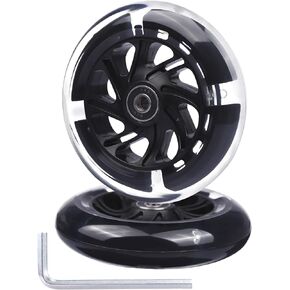 120mm Light Up Flashing Scooter Front Replacement Wheels w/Bearings for Kids 3-Wheeled Kick Scooters (Black)