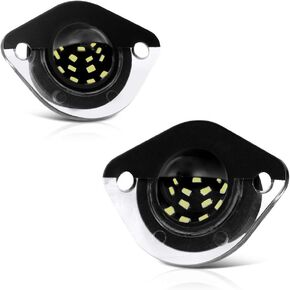 VIPMOTOZ Full LED License Plate Light Tag Lamp Housing Assembly Replacement Pair For 1994-2004 Ford Mustang - 6000K Diamond White, 2-Pieces Driver & Passenger Side Set