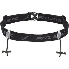 Fitletic Race Bib Belt/Race Number Belt/Race Bib Holder | for Triathlon, Trail Running, Marathon, Ironman, 5k, 10k | Race 1, Black | RN01-01