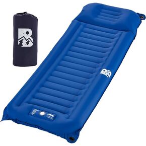 Sleeping Pad for Camping 6 Inches Thick Self Inflatable Ultra Lightweight Sleep Mat with Built-in Pillow ＆ Pump Compact for Backpacking Hiking Tent Travel w/Carrying Bag 77.5''LX27''W, Blue