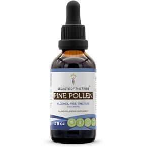 Secrets of the Tribe Pine Pollen Tincture Alcohol-Free Extract, Wildcrafted Pine Pollen (Scots Pine, Pinus sylvestris) Dried Pollen (2 FL OZ)