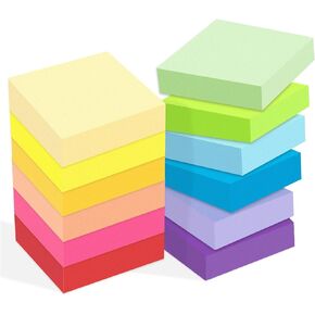 2 x 2 in Small Sticky Notes,24 Pcs Super Sticky Note Pads 50 x 50mm,2400 Sheets Colorful Posted Notes,100 Sheets/Pad Mini Self-Stick Notes for Post for School,Offices & Home,12 Color Sticky Pads