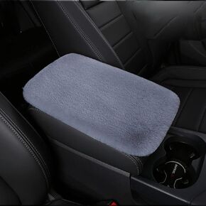 STEVE YIWU Fluffy Furry Car Armrest Cover, Short Plush Auto Center Console Cover Fashion Car Consoles Seat Box Protector Car Armrest Seat Box Cover Universal Auto Accessories for Women & Men (Red)