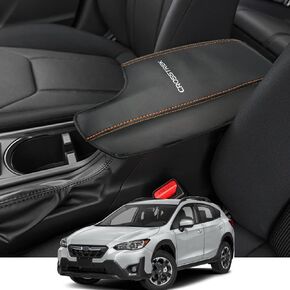 Rifoda for Crosstrek Center Console Armrest Cover Suitable for Subaru Crosstrek 2018 2019 2020 2021 2022 2023 Scratch Resistance Armrest Box Microfiber Leather Cover(Black Stitching)