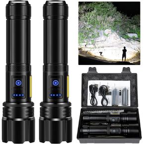 Kicoeoy Rechargeable Flashlights High Lumens, Led Flashlight 990000 Lumens Bright Flash Light with 7 Modes, Flashlights for Camping, Home, IPX7 Waterproof (2 Pack)