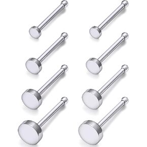 18G 20G 22G Titanium Nose Rings G23 Nose Studs for Women Men Nose Nostril Piercing Jewelry Top Flat 1.5mm 2mm 2.5mm 3mm 4 Pair