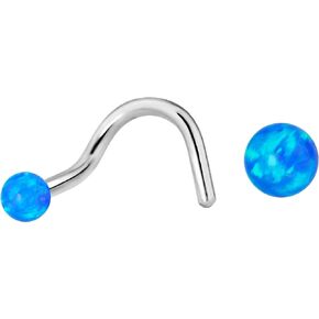 Forbidden Body Jewelry 20g Surgical Steel Luminous Opalite Ball Top Nose Screw