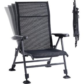 Folding Camping Chair, Outdoor Fishing Chair for Adults Breathable Mesh with Adjustable High Back Support and Leg, Aluminum Frame for Fishing, Camp, Lawn, Patio.