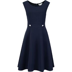 Women's 2024 Sleeveless Dresses Boat Neck Office A-Line Dress