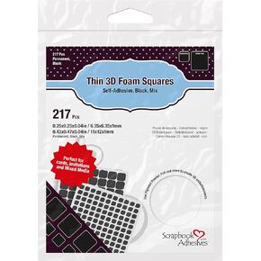 Scrapbook Adhesives Thin 3d Adhesive Foam Squares 217/Pkg-Black (63) .43"X.47" & (154) .25"X.25"