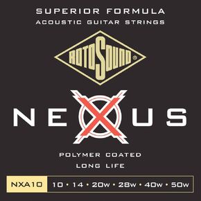 Rotosound NXA10 Nexus Coated Phoshor Broze Acoustic Guitar Strings (10 14 20 28 40 50)