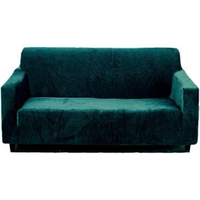 Plush Sofa Cover for 3 Cushion Couch, Velvet Couch Cover Stretch Recliner Chair Cover Furniture Sofa Loveseat Cover Protector (Dark Green) (1 seat 205×270cm)