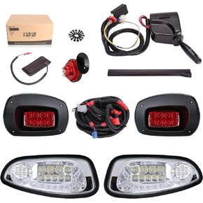10L0L Golf Cart Headlights and Tail Light Kits for EZGO RXV 08-15 Gas & Electric Carts, 12V Street Legal Lights Kit With Turn Signal Wiring Harness (NOT Fit 2016+ RXV II)
