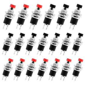 20 Pcs Micro Push Button Switch,1A 250VAC Mini Momentary Switch SPST Normal Open Push Button Switch (Black+Red Cap)