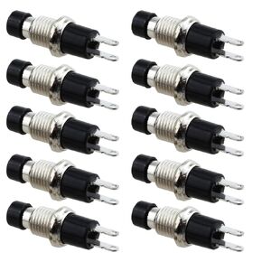 SQXBK 10PCS Small Pushbutton Switch Latching Dashboard Switch Pushbutton Black Latching Dashboard Switch 27.5x9.5MM