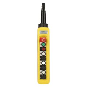 Garosa 6 Ways Hoist Push Button Switch, Crane Pendant Control Station, Lifting Pendant Controller, UP Down Emergency Stop, Single Row, 500V 5A for Hoist Crane Control